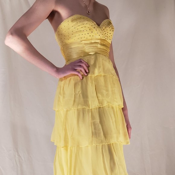 BCBGMAXAZRIA Floor-length Soft Yellow Gown - Picture 2 of 3